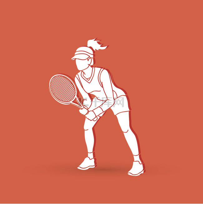 Tennis player action , Woman play tennis 
