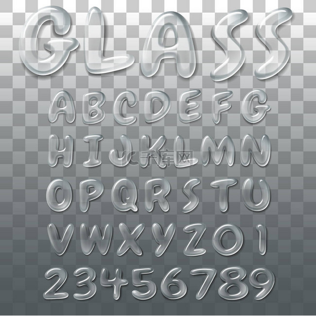 玻璃字母表、果冻和水字体