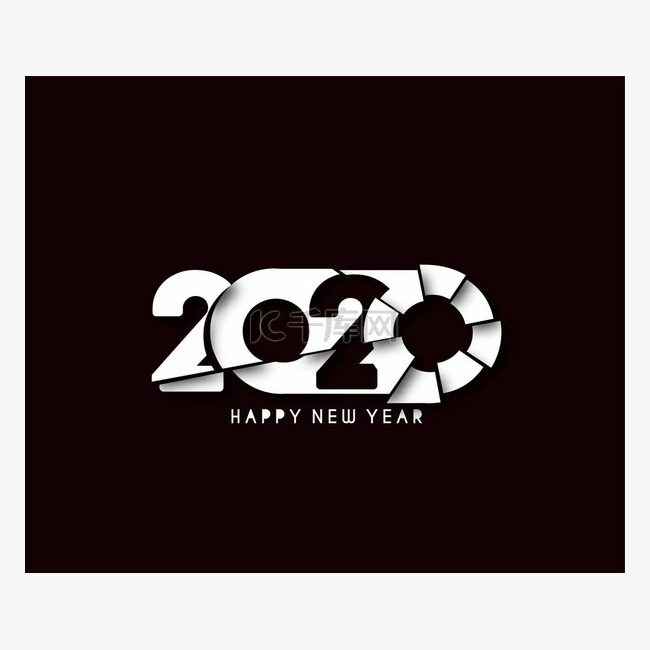 快乐新年2020年文字字体设计模式