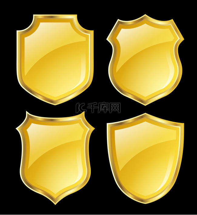 黄色盾牌带金色边框;镶有各种形