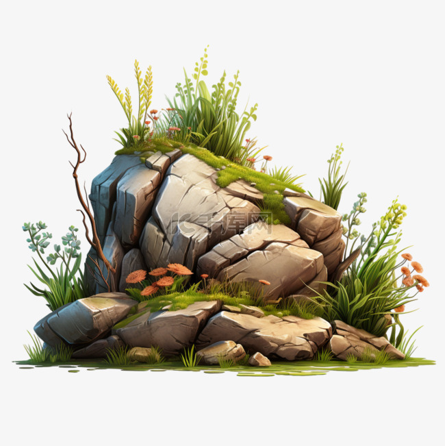 游戏碎石石头免扣元素装饰素材