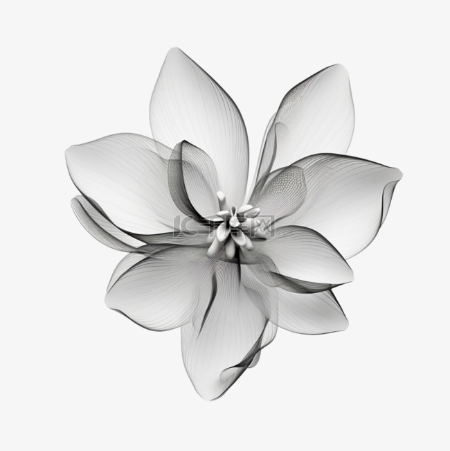 黑白质感花朵元素立体免扣图案