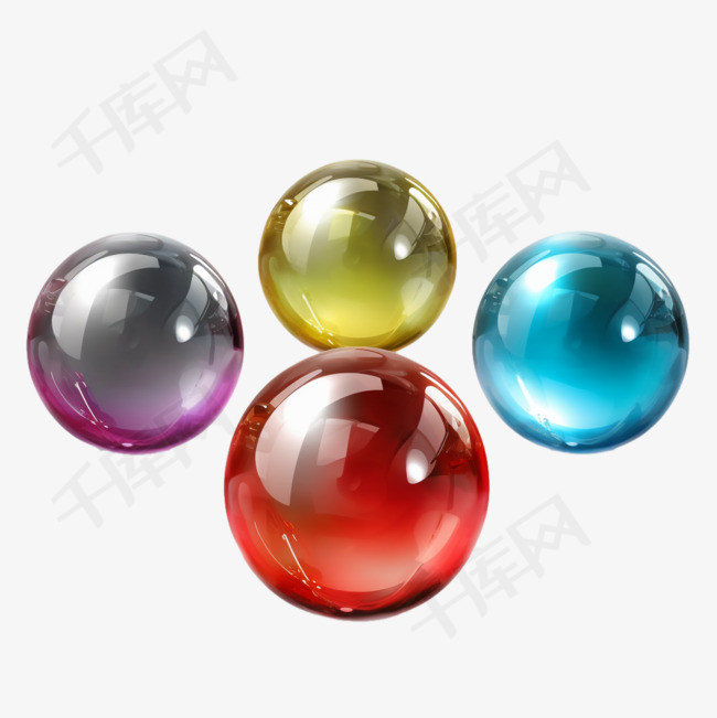 抽象的玻璃色球。球亮透明，气泡
