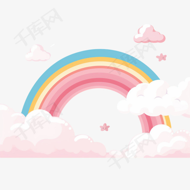 可爱的彩虹和云彩粉色的背景