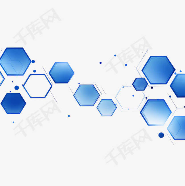 白色背景搭配蓝色科技六边形