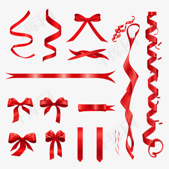 为平面设计师收集各种形状的红丝