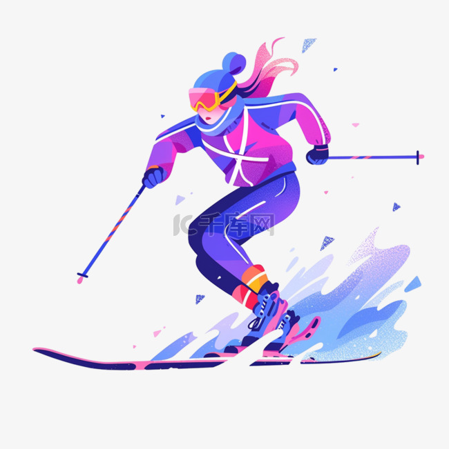 滑雪鼓掌体育亚运会运动员蓝色扁