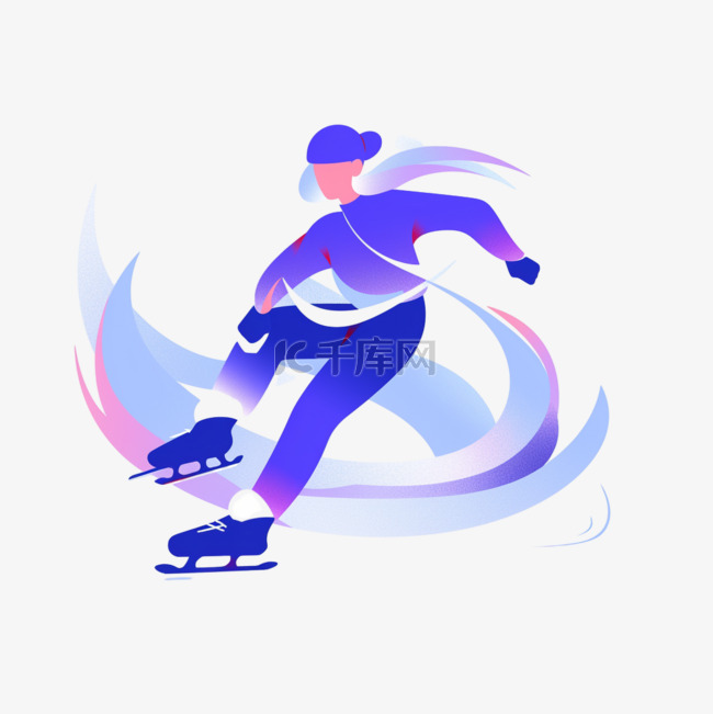 速度滑冰亚运会运动员蓝色运动体