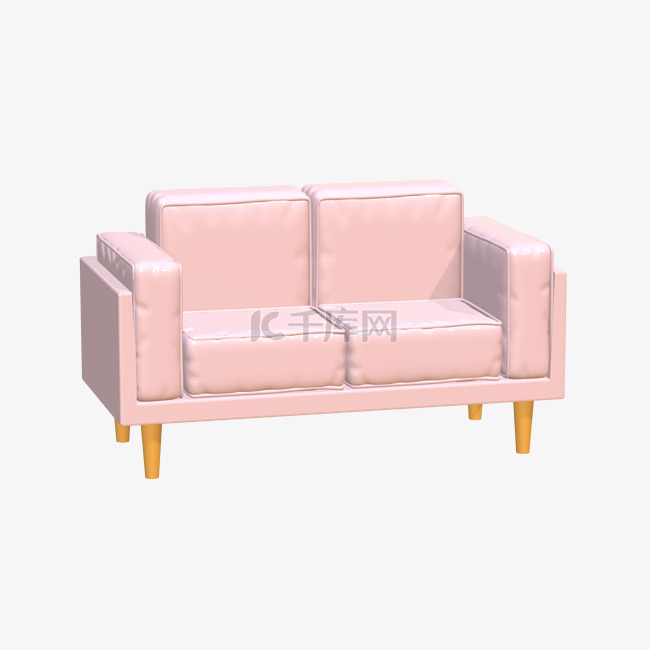 粉色沙发3D立体家具皮面坐垫
