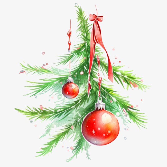 圣诞树装饰手绘节日元素