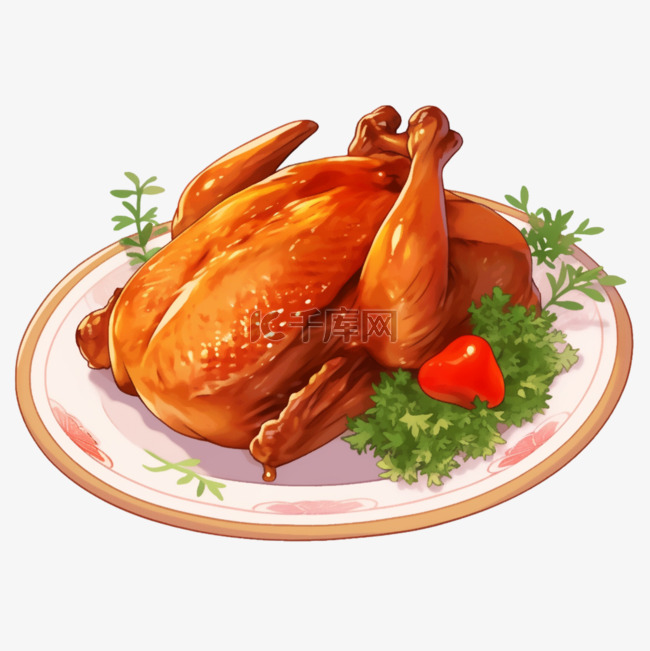 感恩节火鸡美食卡通元素手绘
