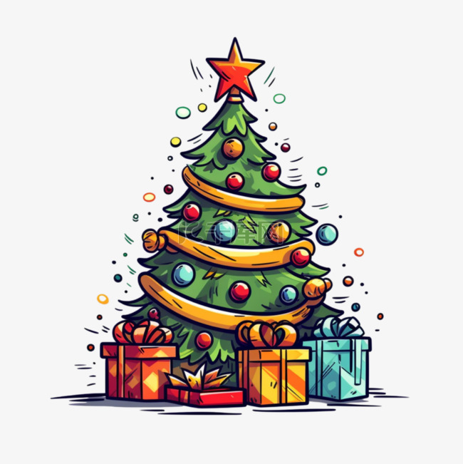 圣诞节圣诞圣诞树松树扁平风圣诞