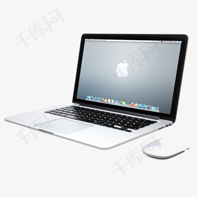 白色苹果魔术鼠标旁的银色MacBook