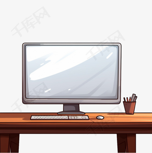 一台电脑显示器放在桌子上