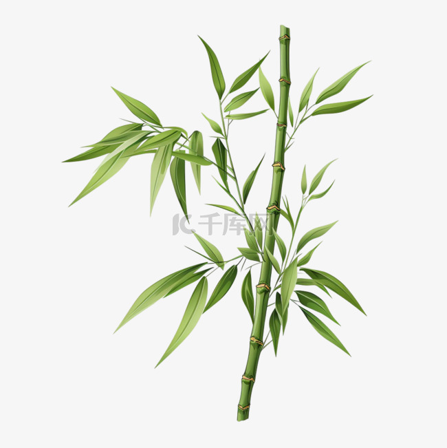 竹子卡通植物元素立体免扣图案