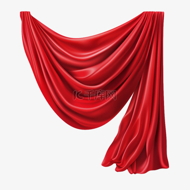 窗帘素材红绸元素立体免扣图案
