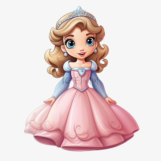 公主洋娃娃卡通元素立体免扣图案