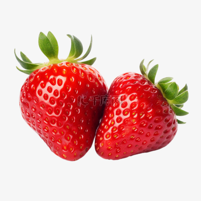 几何新鲜草莓元素立体免抠图案