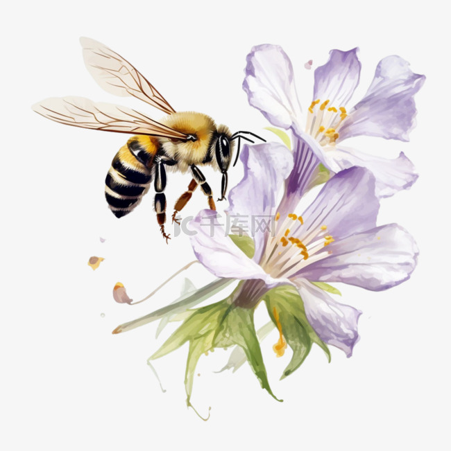 ai绘画蜜蜂采蜜元素立体免抠图案