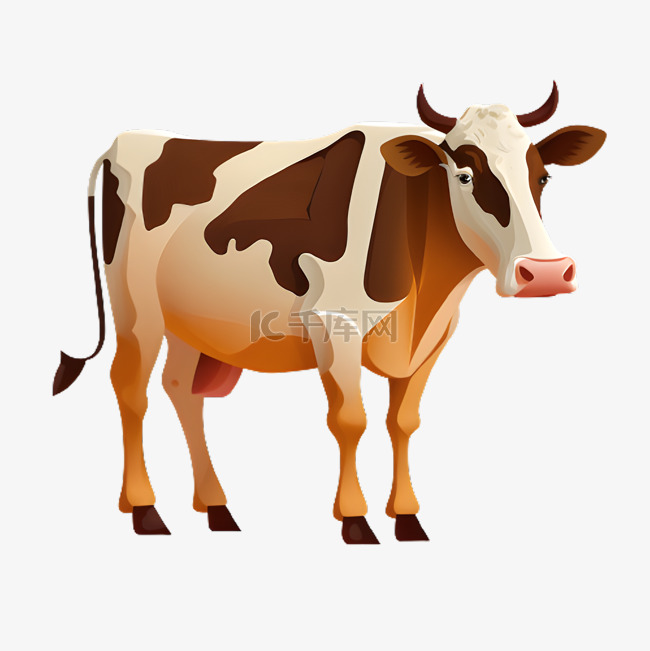 奶牛棕色动物插画