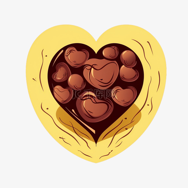 巧克力爱心情人节黄色卡通