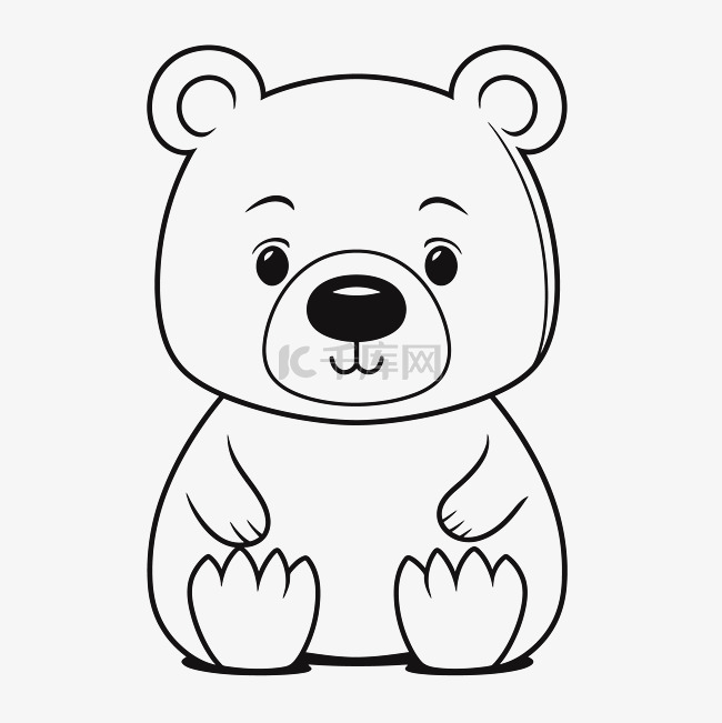 可爱的熊着色页儿童轮廓素描 向
