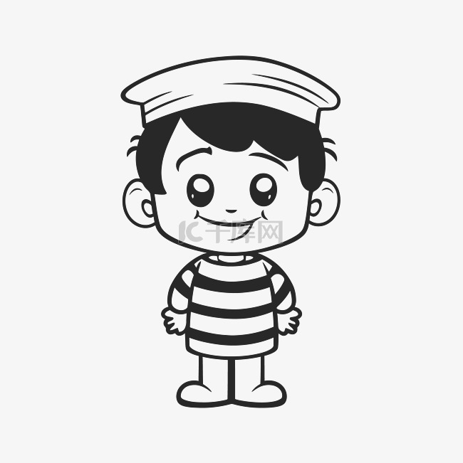 可打印的小男孩穿着和装扮成水手
