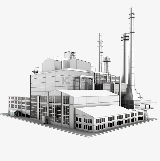 工业厂房的 3d 插图代表工厂