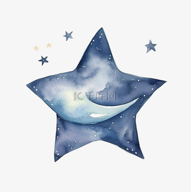 沉睡的星星水彩插图