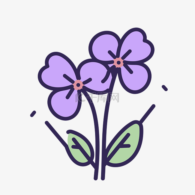 这张插图中显示了两朵紫色的花 