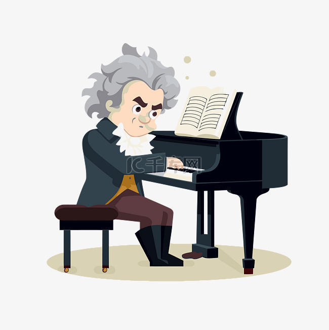 贝多芬剪贴画 贝多芬人物在钢琴