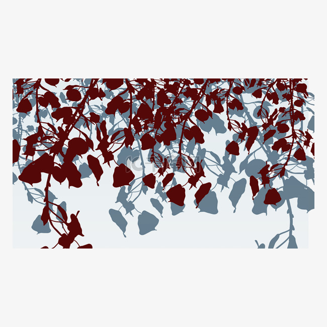 秋季树枝剪影横图植物
