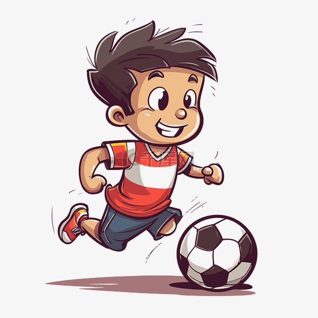 踢足球剪贴画 孩子在卡通风格踢