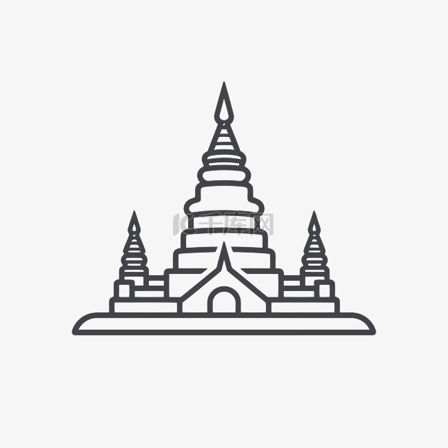 老挝现代宝塔线图标矢量图