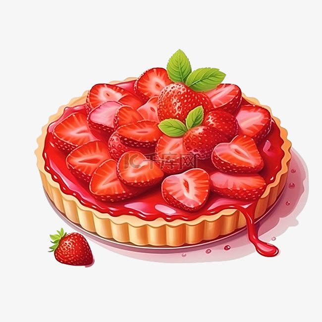 甜品甜品草莓挞插画