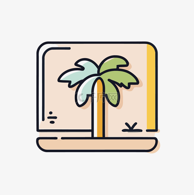 笔记本电脑上的棕榈树图像，以平