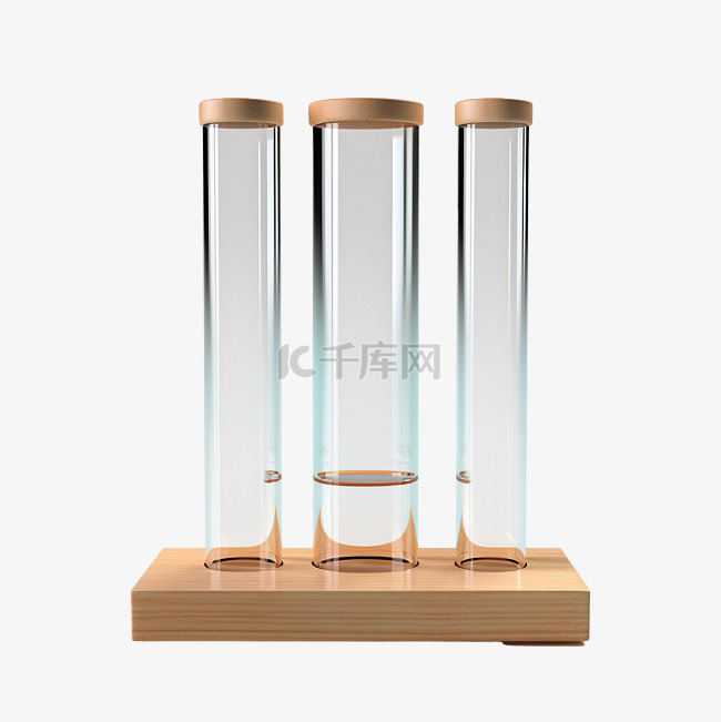 木材隔离上的玻璃和管