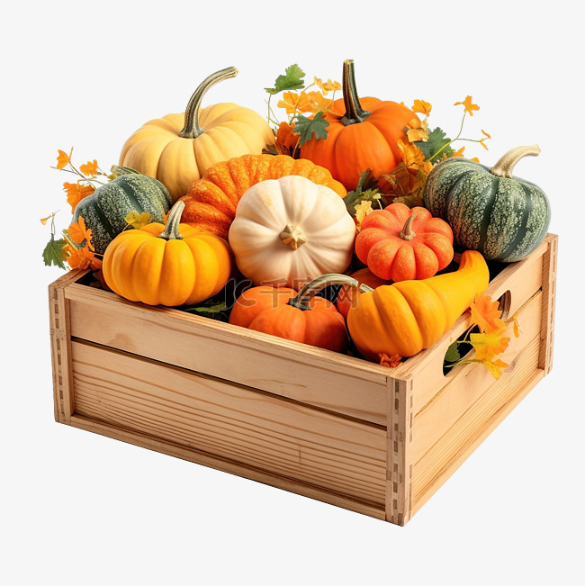 秋收木箱成熟南瓜感恩节和万圣节