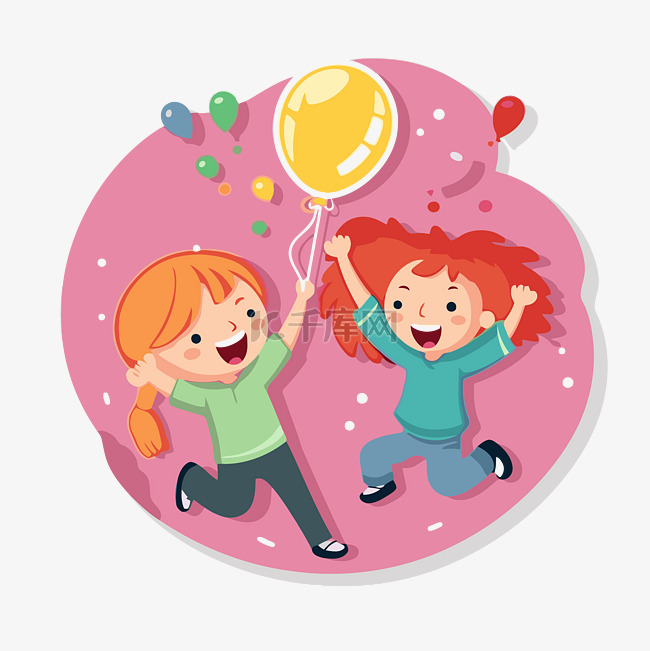 两个生日女孩放气球