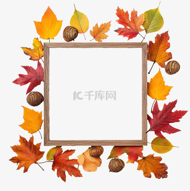 感恩节框架秋叶装饰节日木质