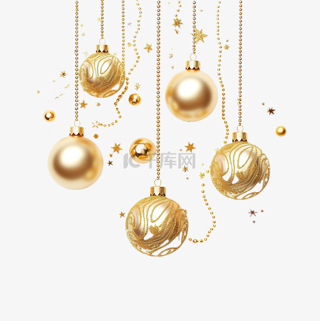 金色装饰与圣诞庆祝球