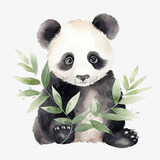 熊猫水彩剪贴画