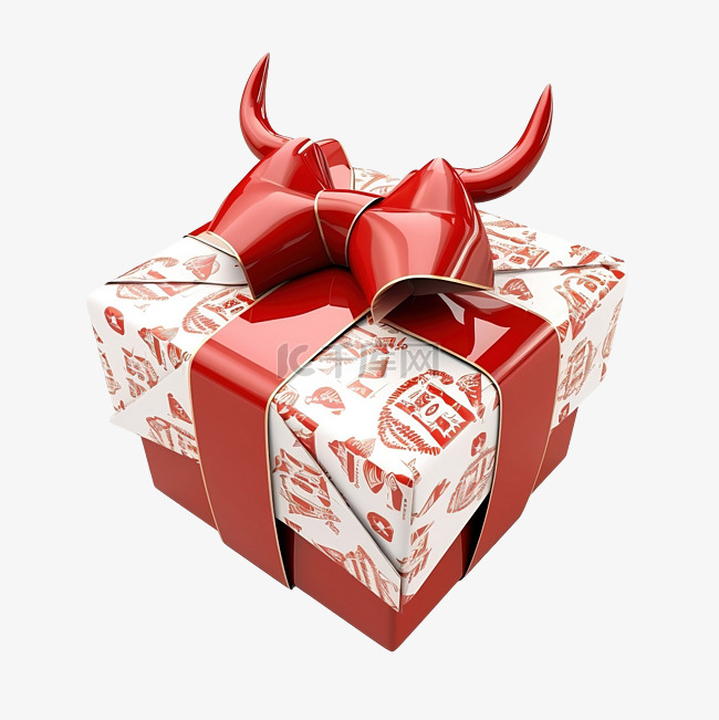 圣诞装饰礼品盒，带有折纸纸公牛