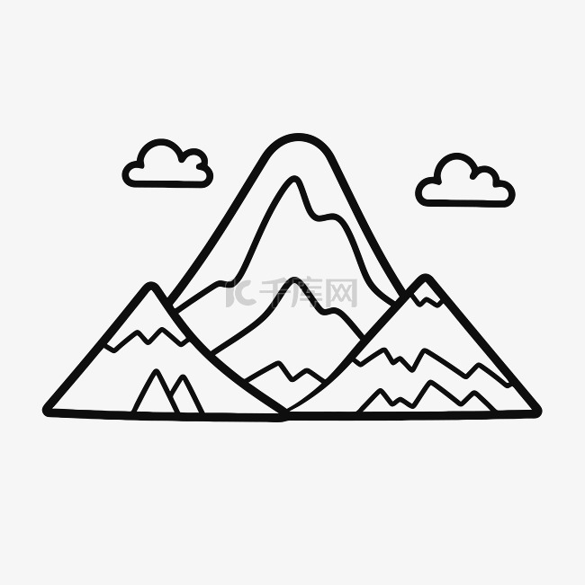 白色背景图像上的一手拉卡通山 