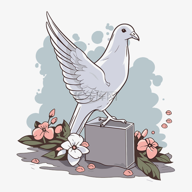 葬礼鸽子剪贴画 鸽子坐在一个盒