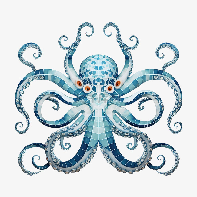 章鱼马赛克海洋博物馆艺术花环博