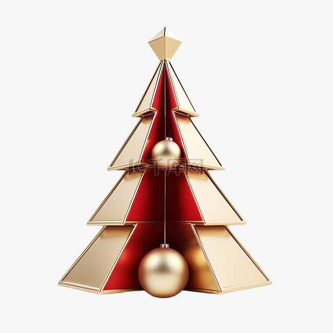 抽象几何形状圣诞树场景概念装饰