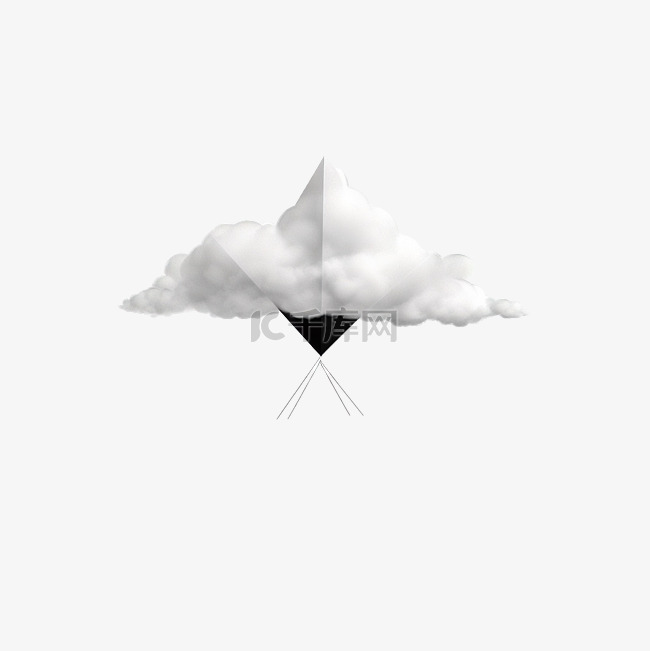 在单色云上飞行的纸飞机