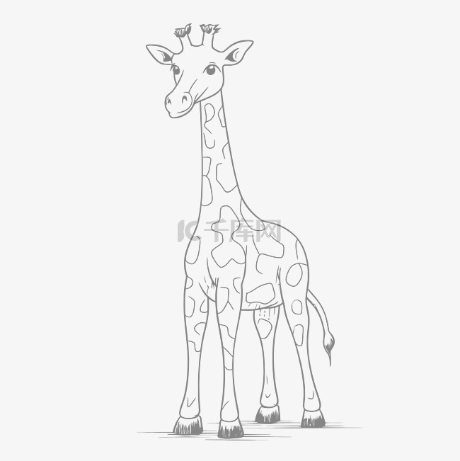 长颈鹿设计在白色背景轮廓草图上