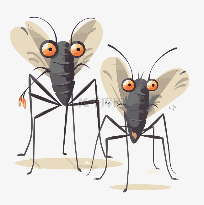 蚊子剪贴画卡通一对蚊子站着，虫